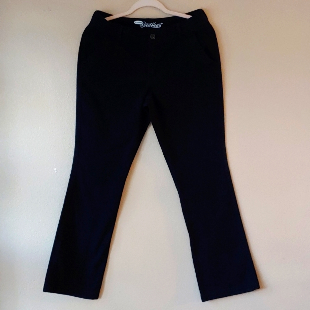 Old Navy Black Chino SWEETHEART Pants SZ 8 Sweetheart NWOT Boot Cut Slight Flare